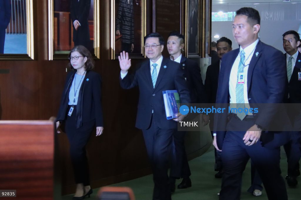 Hong Kong Chief Executive John Lee Ka-chiu arrives at the Legislative Council chamber to deliver his 2026 Policy Address on September 16, 2026 in Hong Kong. (Photo by Gordon Choi/TMHK via Nexpher Images)