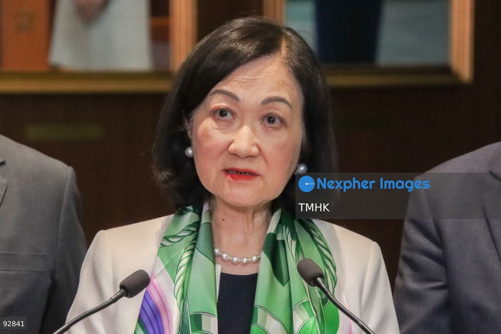 A close-up view shows Convenor of the Executive Council Regina Ip Lau Suk-yee speaking about the newly delivered 2026 Policy Address and the "First Five-Year Plan of Hong Kong" on September 16, 2026 in Hong Kong. Ip expressed full support for the blueprints, stating that the five-year plan outlines a clear long-term strategy while the Policy Address translates those macro goals into concrete, measurable policy measures. (Photo by Gordon Choi/TMHK via Nexpher Images)