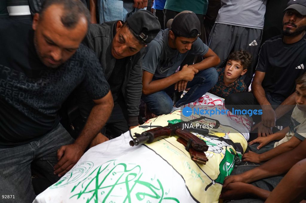 KHAN YOUNIS, GAZA STRIP, PALESTINE, SEPTEMBER 16, 2026: Mourners attend the funeral of Nael Abu Obeid in Khan Younis in the southern Gaza Strip. Abu Obeid was identified by Palestinian sources as a commander in the Al-Qassam Brigades, the armed wing of Hamas. Photo by Ramzi Abu Amer / JNA Press. (Photo by Ramzi Abu Amer/JNA Press via Nexpher Images)