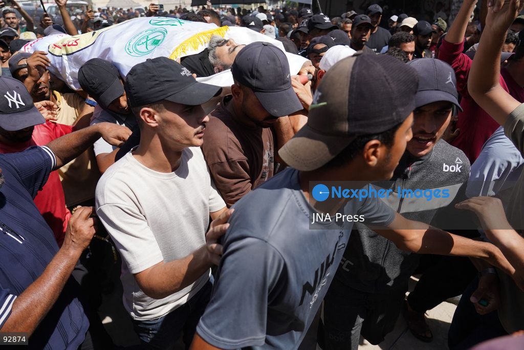KHAN YOUNIS, GAZA STRIP, PALESTINE, SEPTEMBER 16, 2026: Mourners attend the funeral of Nael Abu Obeid in Khan Younis in the southern Gaza Strip. Abu Obeid was identified by Palestinian sources as a commander in the Al-Qassam Brigades, the armed wing of Hamas. Photo by Ramzi Abu Amer / JNA Press. (Photo by Ramzi Abu Amer/JNA Press via Nexpher Images)