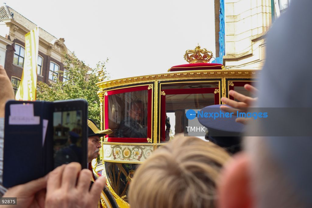 King Willem-Alexander of the Netherlands travels in the Glass Coach during the royal procession on Prinsjesdag in The Hague, Netherlands, September 15, 2026. The King delivered the Speech from the Throne at the Royal Theatre to mark the opening of the parliamentary year. (Photo by Liona Li/TMHK via Nexpher Images)