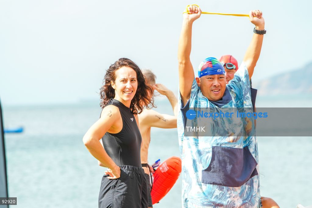 A general view of the third Italian Sports Day Open Water Swimming Competition at Deep Water Bay in Hong Kong on September 13, 2026. More than 200 amateur and professional swimmers took part in the 400-metre and 1,500-metre events. (Photo by Zulu Lo/TMHK via Nexpher Images)