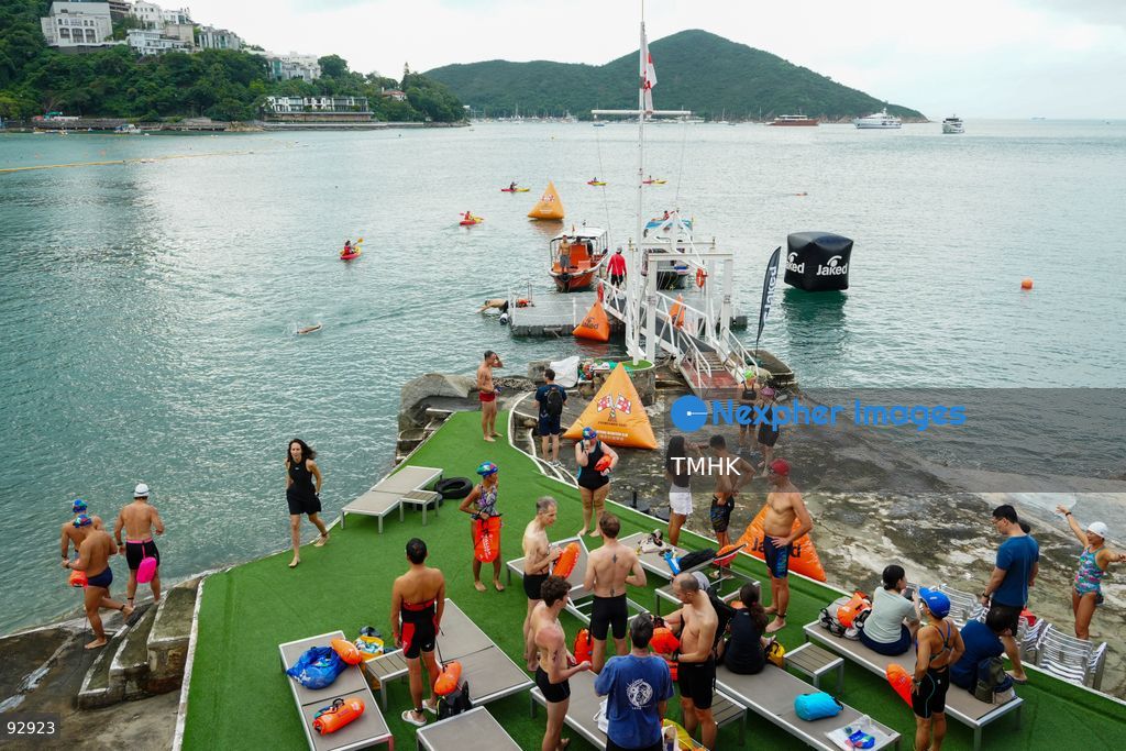 A general view of the third Italian Sports Day Open Water Swimming Competition at Deep Water Bay in Hong Kong on September 13, 2026. More than 200 amateur and professional swimmers took part in the 400-metre and 1,500-metre events. (Photo by Zulu Lo/TMHK via Nexpher Images)