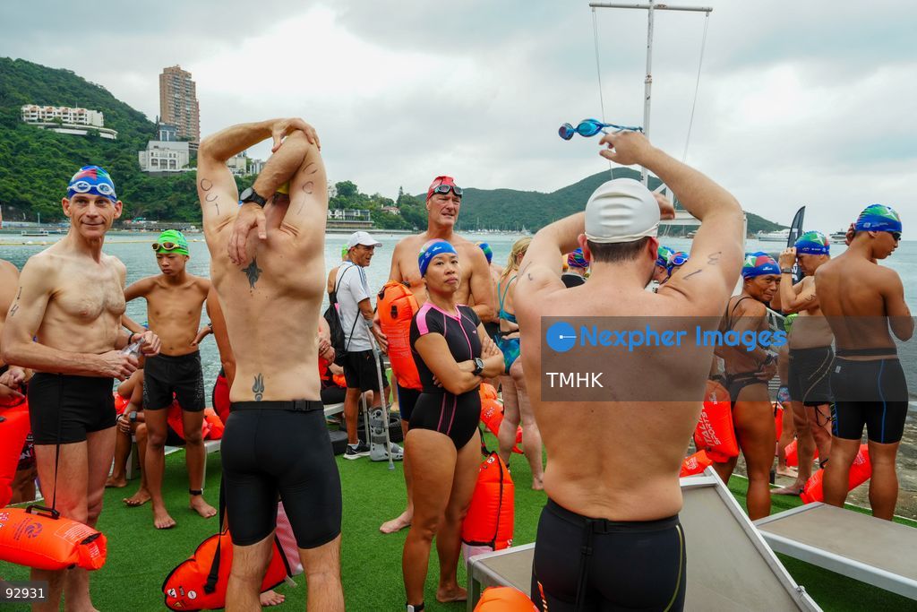 A general view of the third Italian Sports Day Open Water Swimming Competition at Deep Water Bay in Hong Kong on September 13, 2026. More than 200 amateur and professional swimmers took part in the 400-metre and 1,500-metre events. (Photo by Zulu Lo/TMHK via Nexpher Images)