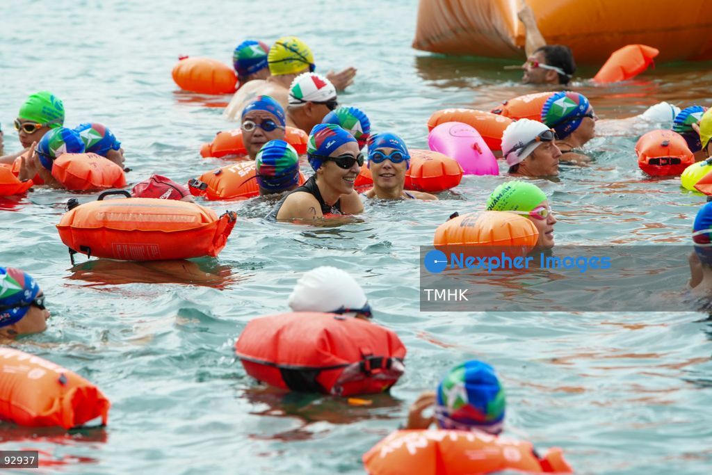 A general view of the third Italian Sports Day Open Water Swimming Competition at Deep Water Bay in Hong Kong on September 13, 2026. More than 200 amateur and professional swimmers took part in the 400-metre and 1,500-metre events. (Photo by Zulu Lo/TMHK via Nexpher Images)