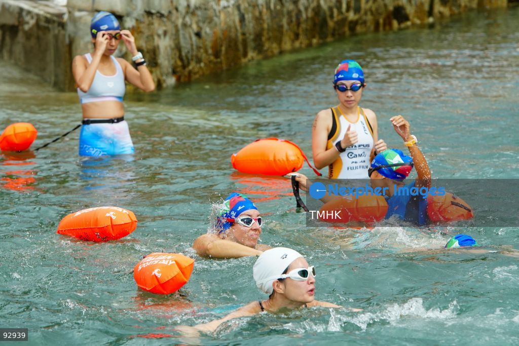 A general view of the third Italian Sports Day Open Water Swimming Competition at Deep Water Bay in Hong Kong on September 13, 2026. More than 200 amateur and professional swimmers took part in the 400-metre and 1,500-metre events. (Photo by Zulu Lo/TMHK via Nexpher Images)
