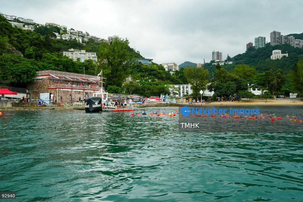 A general view of the third Italian Sports Day Open Water Swimming Competition at Deep Water Bay in Hong Kong on September 13, 2026. More than 200 amateur and professional swimmers took part in the 400-metre and 1,500-metre events. (Photo by Zulu Lo/TMHK via Nexpher Images)