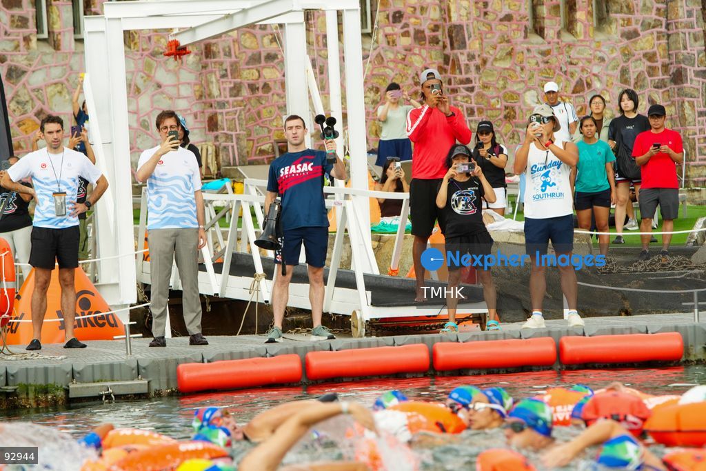 A general view of the third Italian Sports Day Open Water Swimming Competition at Deep Water Bay in Hong Kong on September 13, 2026. More than 200 amateur and professional swimmers took part in the 400-metre and 1,500-metre events. (Photo by Zulu Lo/TMHK via Nexpher Images)