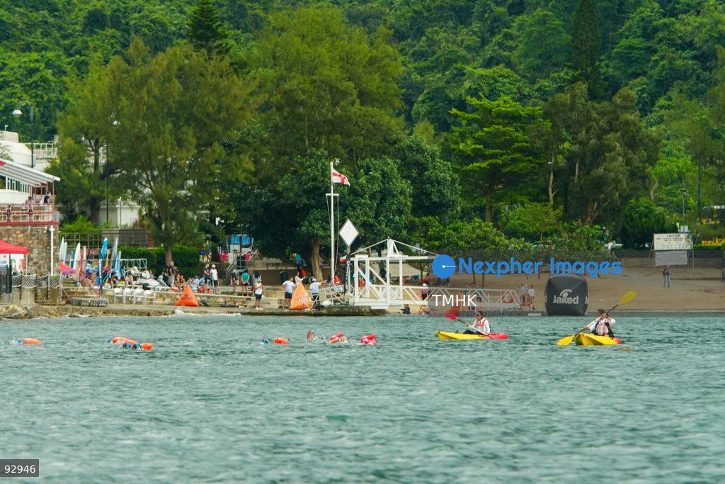 A general view of the third Italian Sports Day Open Water Swimming Competition at Deep Water Bay in Hong Kong on September 13, 2026. More than 200 amateur and professional swimmers took part in the 400-metre and 1,500-metre events. (Photo by Zulu Lo/TMHK via Nexpher Images)