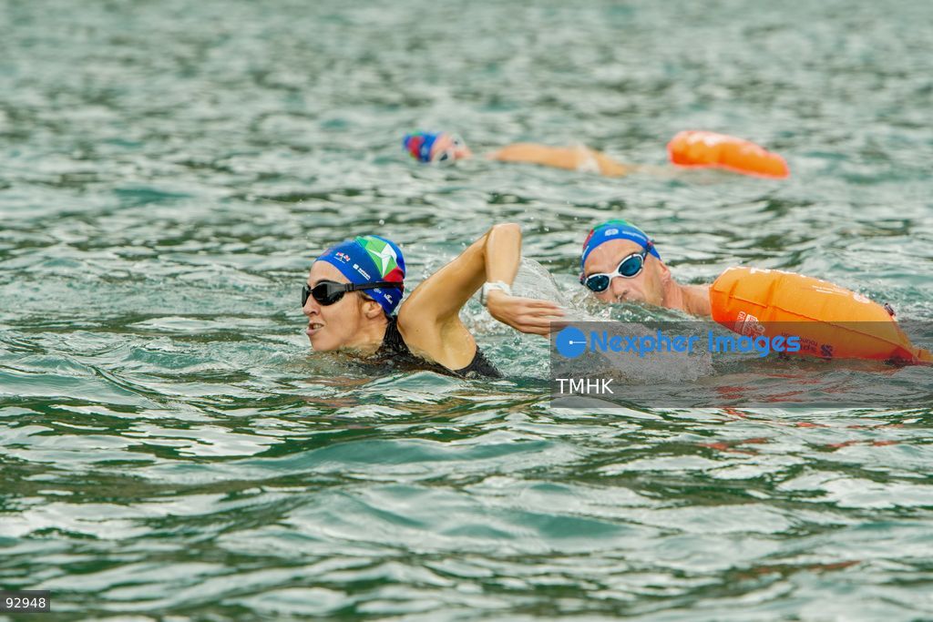 A general view of the third Italian Sports Day Open Water Swimming Competition at Deep Water Bay in Hong Kong on September 13, 2026. More than 200 amateur and professional swimmers took part in the 400-metre and 1,500-metre events. (Photo by Zulu Lo/TMHK via Nexpher Images)