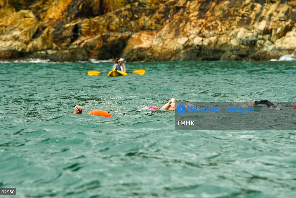 A general view of the third Italian Sports Day Open Water Swimming Competition at Deep Water Bay in Hong Kong on September 13, 2026. More than 200 amateur and professional swimmers took part in the 400-metre and 1,500-metre events. (Photo by Zulu Lo/TMHK via Nexpher Images)