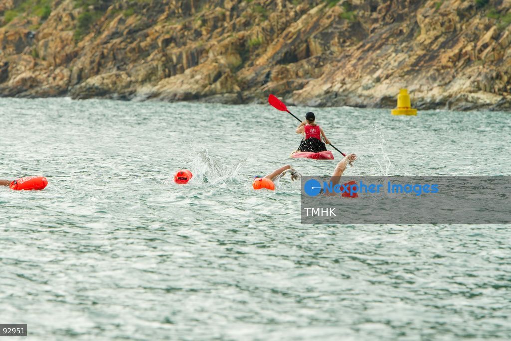 A general view of the third Italian Sports Day Open Water Swimming Competition at Deep Water Bay in Hong Kong on September 13, 2026. More than 200 amateur and professional swimmers took part in the 400-metre and 1,500-metre events. (Photo by Zulu Lo/TMHK via Nexpher Images)
