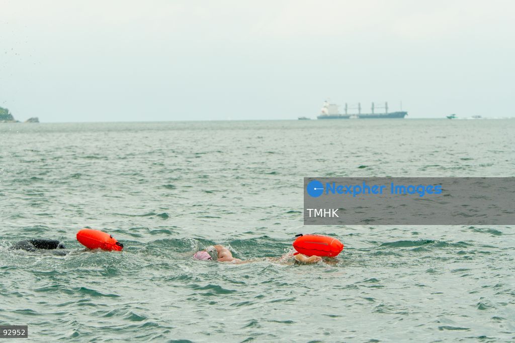 A general view of the third Italian Sports Day Open Water Swimming Competition at Deep Water Bay in Hong Kong on September 13, 2026. More than 200 amateur and professional swimmers took part in the 400-metre and 1,500-metre events. (Photo by Zulu Lo/TMHK via Nexpher Images)