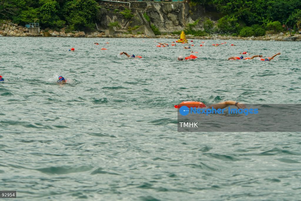 A general view of the third Italian Sports Day Open Water Swimming Competition at Deep Water Bay in Hong Kong on September 13, 2026. More than 200 amateur and professional swimmers took part in the 400-metre and 1,500-metre events. (Photo by Zulu Lo/TMHK via Nexpher Images)