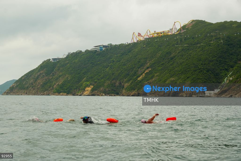 A general view of the third Italian Sports Day Open Water Swimming Competition at Deep Water Bay in Hong Kong on September 13, 2026. More than 200 amateur and professional swimmers took part in the 400-metre and 1,500-metre events. (Photo by Zulu Lo/TMHK via Nexpher Images)