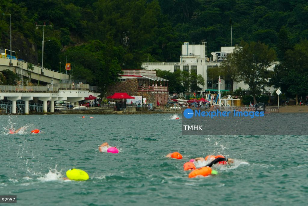 A general view of the third Italian Sports Day Open Water Swimming Competition at Deep Water Bay in Hong Kong on September 13, 2026. More than 200 amateur and professional swimmers took part in the 400-metre and 1,500-metre events. (Photo by Zulu Lo/TMHK via Nexpher Images)