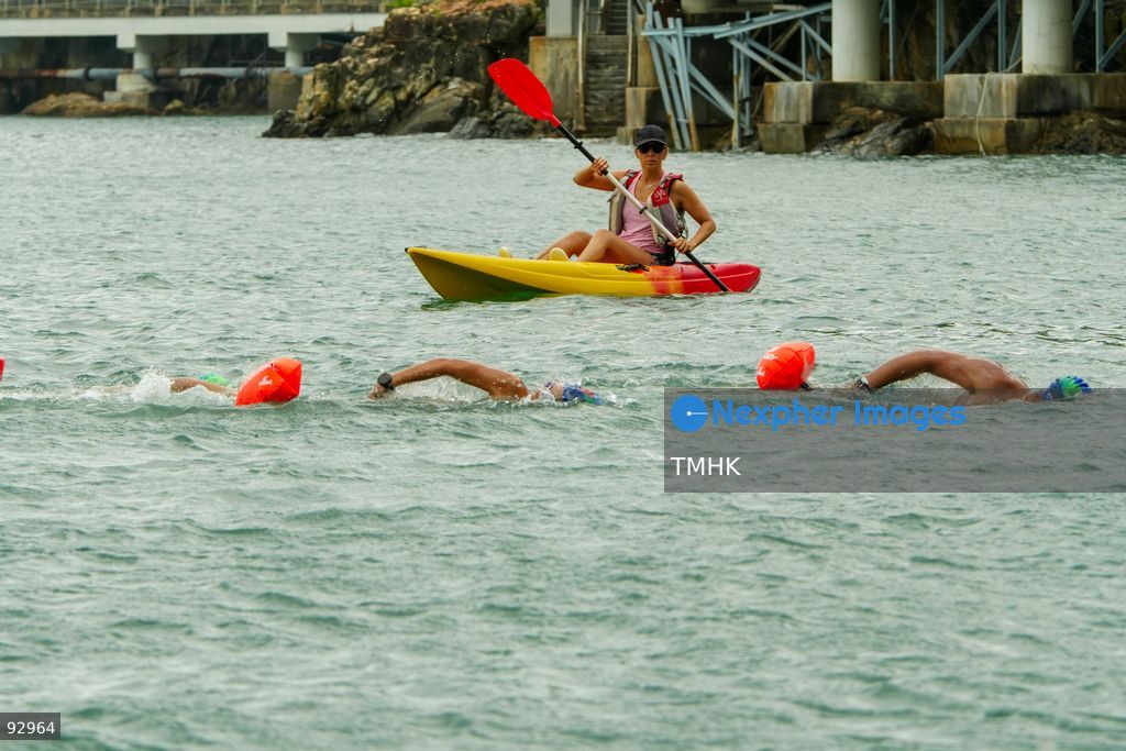A general view of the third Italian Sports Day Open Water Swimming Competition at Deep Water Bay in Hong Kong on September 13, 2026. More than 200 amateur and professional swimmers took part in the 400-metre and 1,500-metre events. (Photo by Zulu Lo/TMHK via Nexpher Images)