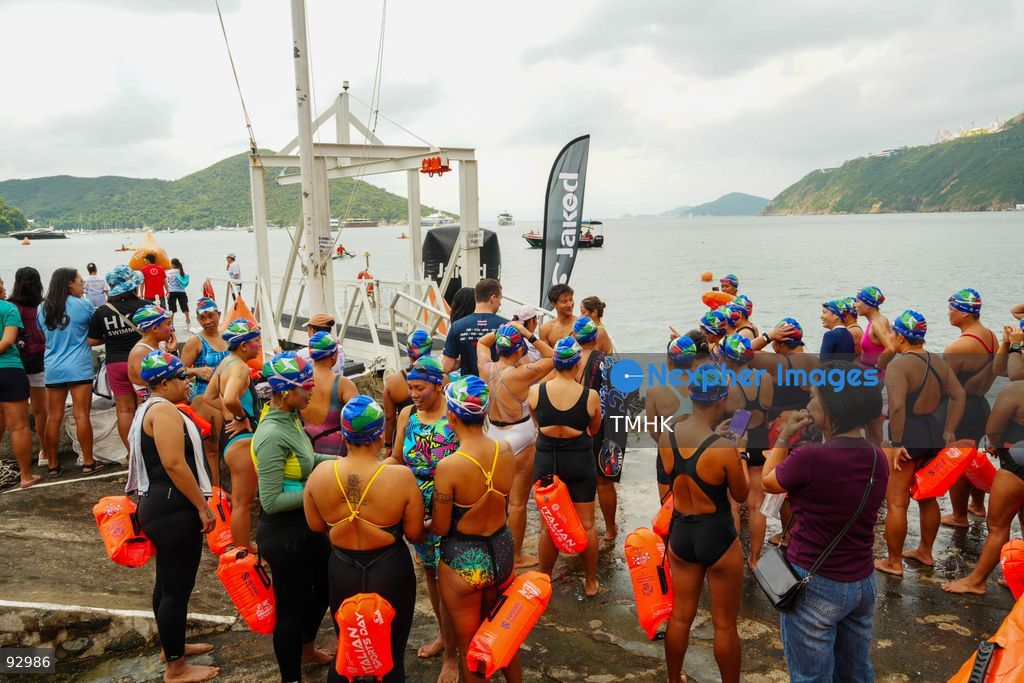 A general view of the third Italian Sports Day Open Water Swimming Competition at Deep Water Bay in Hong Kong on September 13, 2026. More than 200 amateur and professional swimmers took part in the 400-metre and 1,500-metre events. (Photo by Zulu Lo/TMHK via Nexpher Images)