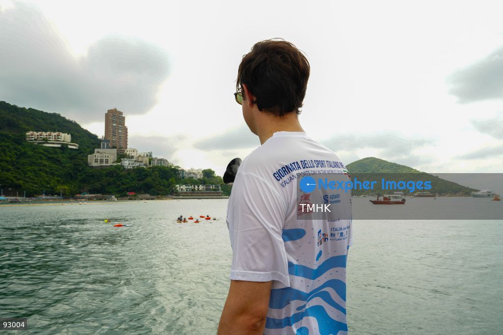 A general view of the third Italian Sports Day Open Water Swimming Competition at Deep Water Bay in Hong Kong on September 13, 2026. More than 200 amateur and professional swimmers took part in the 400-metre and 1,500-metre events. (Photo by Zulu Lo/TMHK via Nexpher Images)