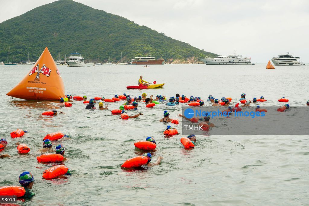 A general view of the third Italian Sports Day Open Water Swimming Competition at Deep Water Bay in Hong Kong on September 13, 2026. More than 200 amateur and professional swimmers took part in the 400-metre and 1,500-metre events. (Photo by Zulu Lo/TMHK via Nexpher Images)