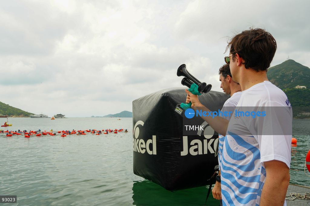 A general view of the third Italian Sports Day Open Water Swimming Competition at Deep Water Bay in Hong Kong on September 13, 2026. More than 200 amateur and professional swimmers took part in the 400-metre and 1,500-metre events. (Photo by Zulu Lo/TMHK via Nexpher Images)