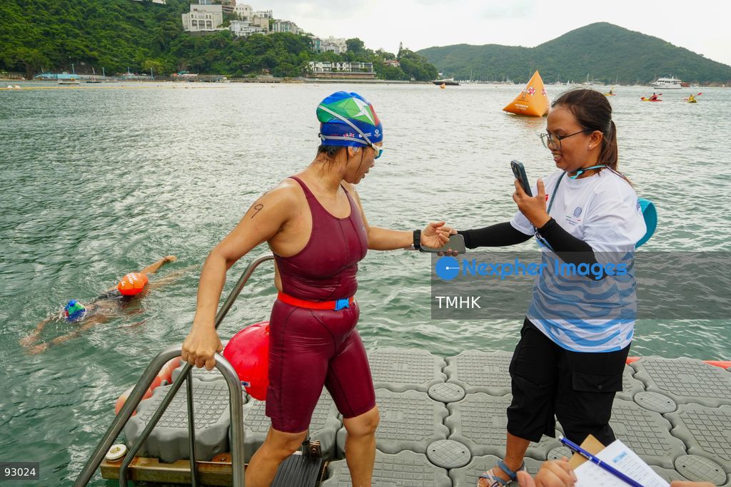 A general view of the third Italian Sports Day Open Water Swimming Competition at Deep Water Bay in Hong Kong on September 13, 2026. More than 200 amateur and professional swimmers took part in the 400-metre and 1,500-metre events. (Photo by Zulu Lo/TMHK via Nexpher Images)