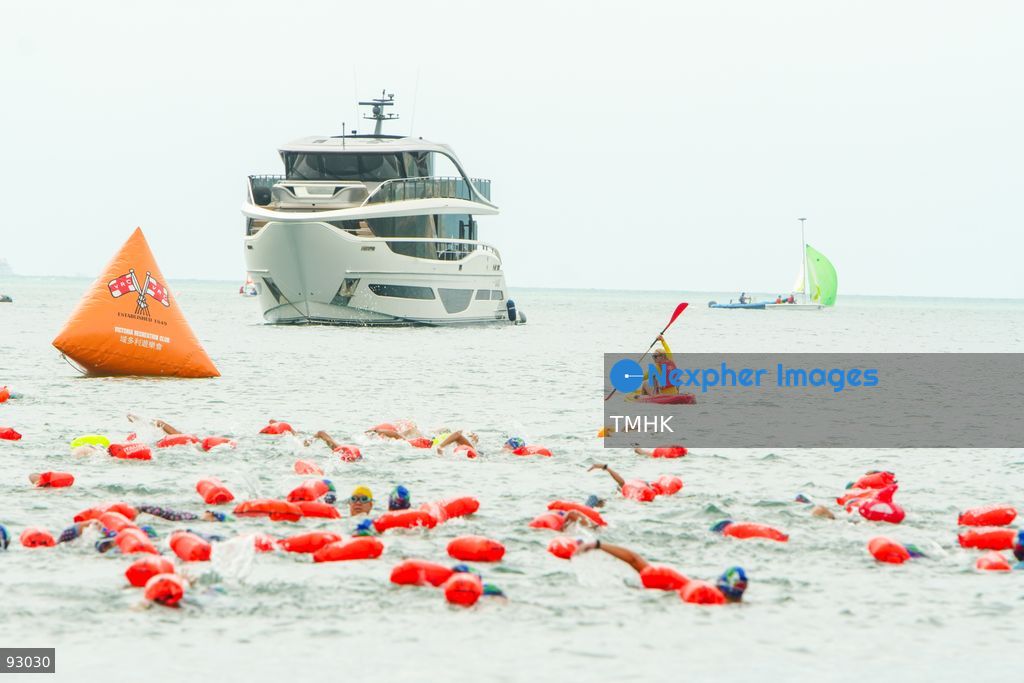 A general view of the third Italian Sports Day Open Water Swimming Competition at Deep Water Bay in Hong Kong on September 13, 2026. More than 200 amateur and professional swimmers took part in the 400-metre and 1,500-metre events. (Photo by Zulu Lo/TMHK via Nexpher Images)