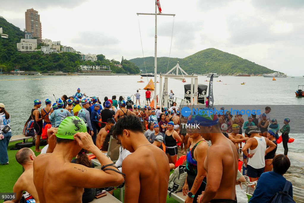 A general view of the third Italian Sports Day Open Water Swimming Competition at Deep Water Bay in Hong Kong on September 13, 2026. More than 200 amateur and professional swimmers took part in the 400-metre and 1,500-metre events. (Photo by Zulu Lo/TMHK via Nexpher Images)