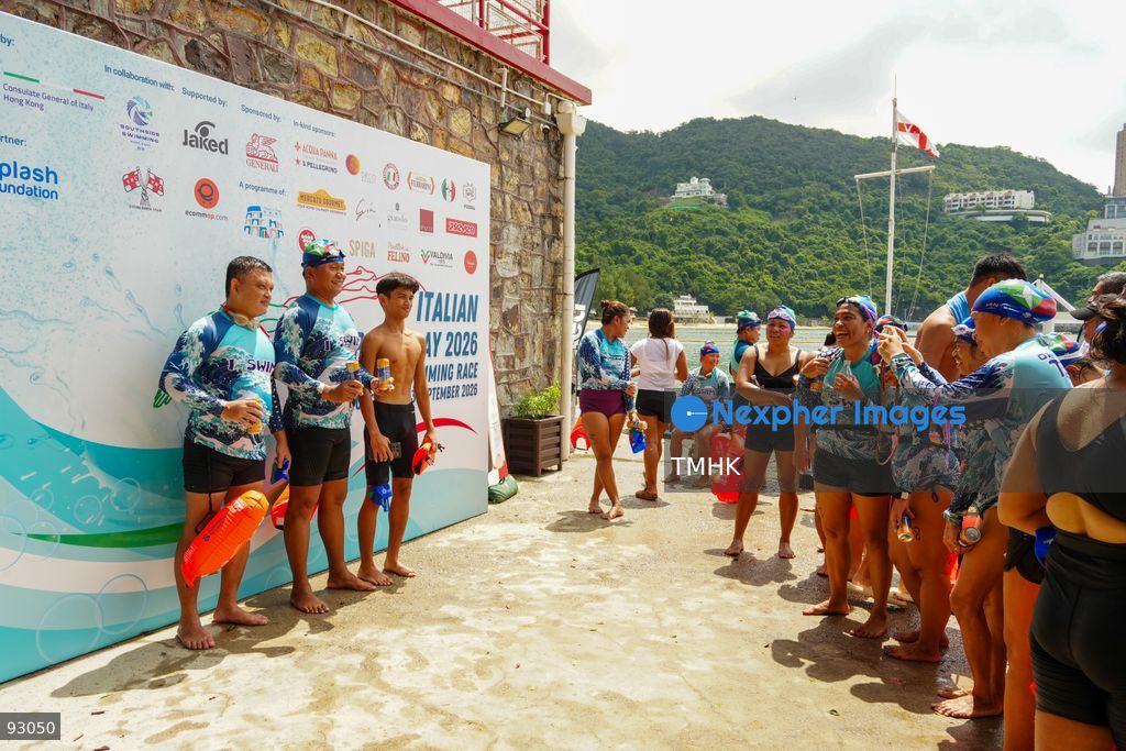 A general view of the third Italian Sports Day Open Water Swimming Competition at Deep Water Bay in Hong Kong on September 13, 2026. More than 200 amateur and professional swimmers took part in the 400-metre and 1,500-metre events. (Photo by Zulu Lo/TMHK via Nexpher Images)