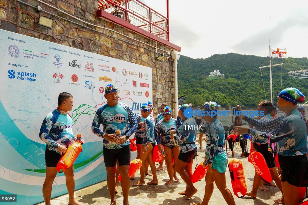 A general view of the third Italian Sports Day Open Water Swimming Competition at Deep Water Bay in Hong Kong on September 13, 2026. More than 200 amateur and professional swimmers took part in the 400-metre and 1,500-metre events. (Photo by Zulu Lo/TMHK via Nexpher Images)