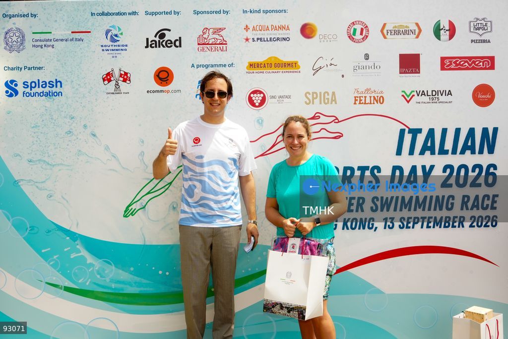 A general view of the third Italian Sports Day Open Water Swimming Competition at Deep Water Bay in Hong Kong on September 13, 2026. More than 200 amateur and professional swimmers took part in the 400-metre and 1,500-metre events. (Photo by Zulu Lo/TMHK via Nexpher Images)