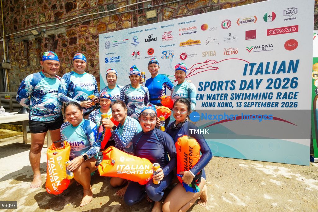 A general view of the third Italian Sports Day Open Water Swimming Competition at Deep Water Bay in Hong Kong on September 13, 2026. More than 200 amateur and professional swimmers took part in the 400-metre and 1,500-metre events. (Photo by Zulu Lo/TMHK via Nexpher Images)