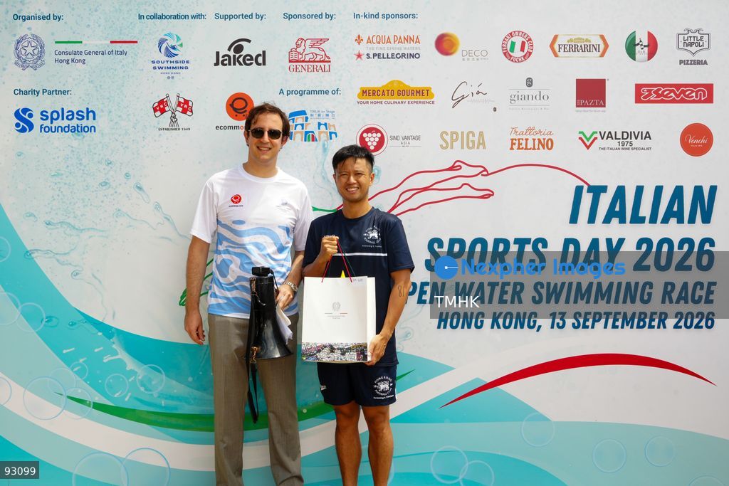 A general view of the third Italian Sports Day Open Water Swimming Competition at Deep Water Bay in Hong Kong on September 13, 2026. More than 200 amateur and professional swimmers took part in the 400-metre and 1,500-metre events. (Photo by Zulu Lo/TMHK via Nexpher Images)