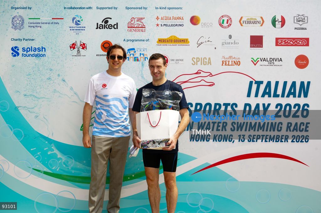 A general view of the third Italian Sports Day Open Water Swimming Competition at Deep Water Bay in Hong Kong on September 13, 2026. More than 200 amateur and professional swimmers took part in the 400-metre and 1,500-metre events. (Photo by Zulu Lo/TMHK via Nexpher Images)