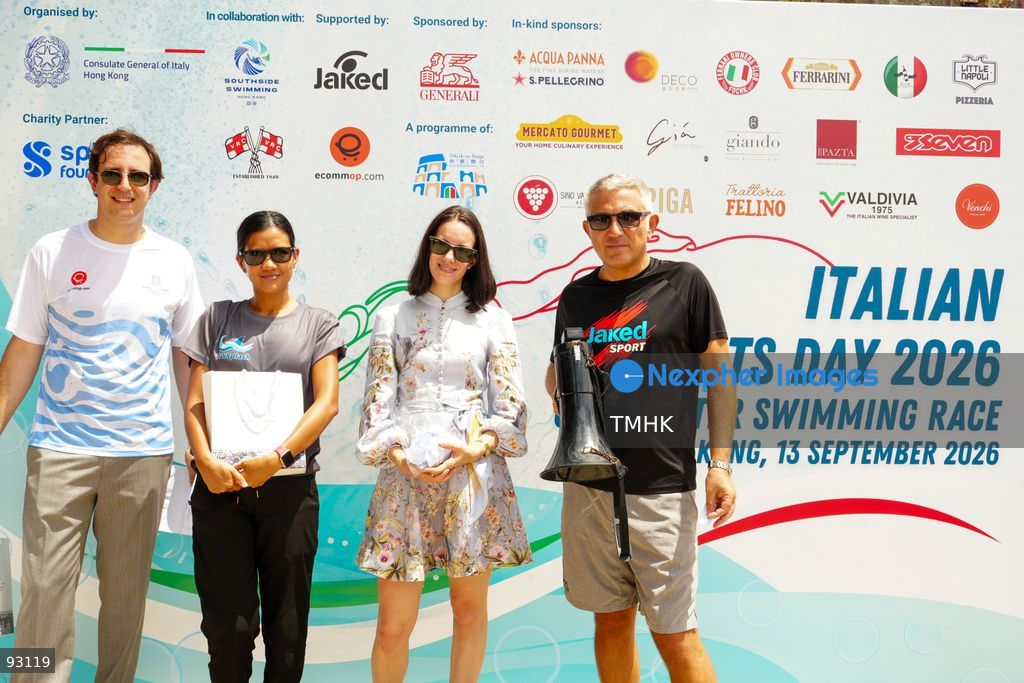 A general view of the third Italian Sports Day Open Water Swimming Competition at Deep Water Bay in Hong Kong on September 13, 2026. More than 200 amateur and professional swimmers took part in the 400-metre and 1,500-metre events. (Photo by Zulu Lo/TMHK via Nexpher Images)