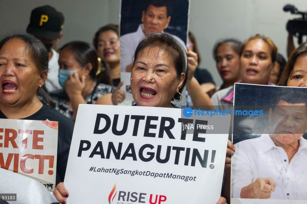 QUEZON CITY, PHILIPPINES, SEPTEMBER 16, 2026: Families of people killed during former Philippine President Rodrigo Duterte’s anti-drug campaign gather at the National Council of Churches in the Philippines in Quezon City to watch an International Criminal Court status conference in Duterte’s case. Duterte is facing proceedings before the ICC over alleged crimes against humanity committed during his anti-drug campaign. Photo by Charles Perez / JNA Press. (Photo by Charles Edmon S. Perez/JNA Press via Nexpher Images)
