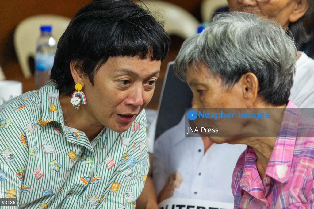 QUEZON CITY, PHILIPPINES, SEPTEMBER 16, 2026: Families of people killed during former Philippine President Rodrigo Duterte’s anti-drug campaign gather at the National Council of Churches in the Philippines in Quezon City to watch an International Criminal Court status conference in Duterte’s case. Duterte is facing proceedings before the ICC over alleged crimes against humanity committed during his anti-drug campaign. Photo by Charles Perez / JNA Press. (Photo by Charles Edmon S. Perez/JNA Press via Nexpher Images)