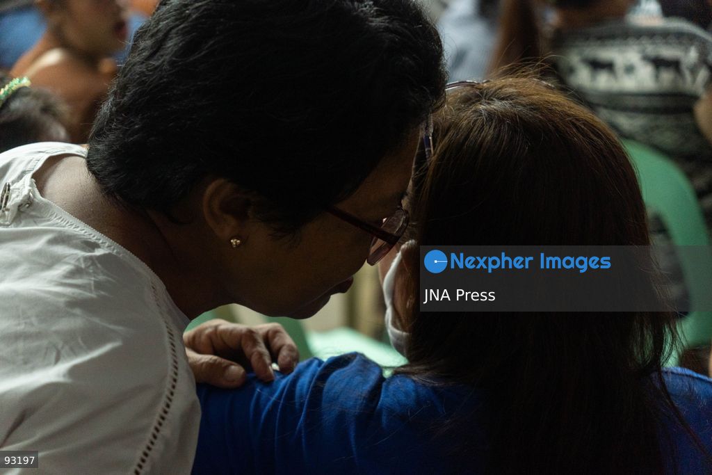 QUEZON CITY, PHILIPPINES, SEPTEMBER 16, 2026: Families of people killed during former Philippine President Rodrigo Duterte’s anti-drug campaign gather at the National Council of Churches in the Philippines in Quezon City to watch an International Criminal Court status conference in Duterte’s case. Duterte is facing proceedings before the ICC over alleged crimes against humanity committed during his anti-drug campaign. Photo by Charles Perez / JNA Press. (Photo by Charles Edmon S. Perez/JNA Press via Nexpher Images)