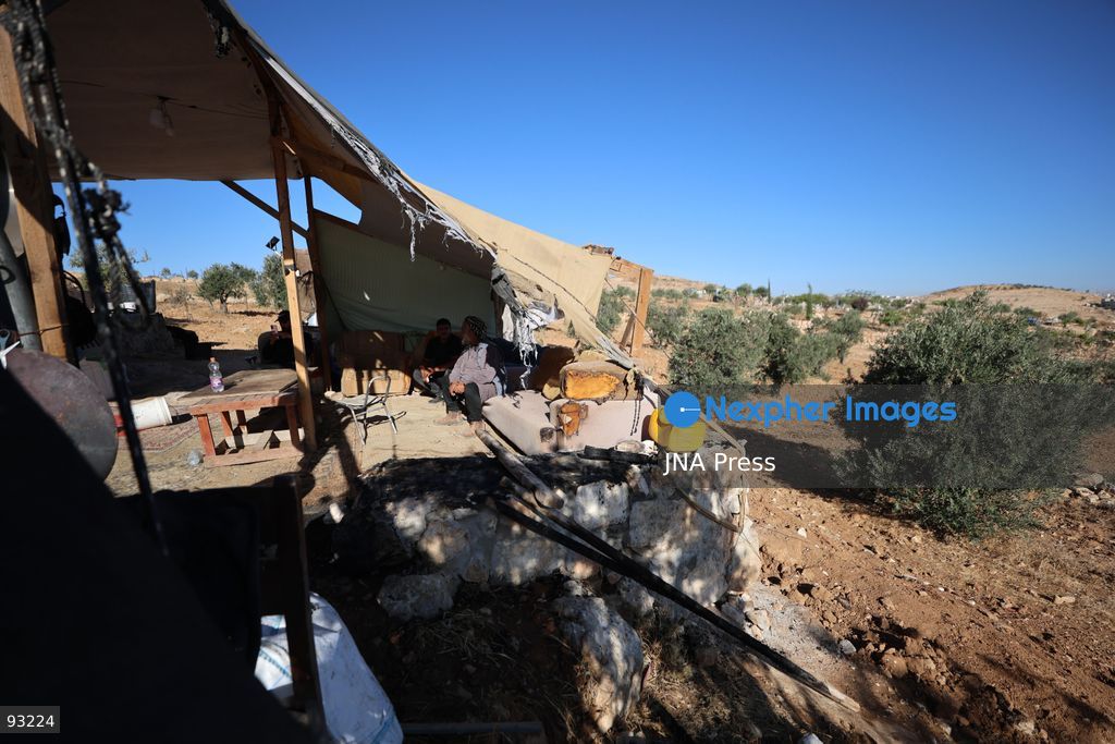 AT-TUWANI, MASAFER YATTA, OCCUPIED WEST BANK, SEPTEMBER 16, 2026: Graffiti and fire damage are seen on a Palestinian home following a reported attack by Israeli settlers in the village of At-Tuwani, Masafer Yatta, south of Hebron. Photo by Mosab Shawer / JNA Press. (Photo by Mosab shawer/JNA Press via Nexpher Images)