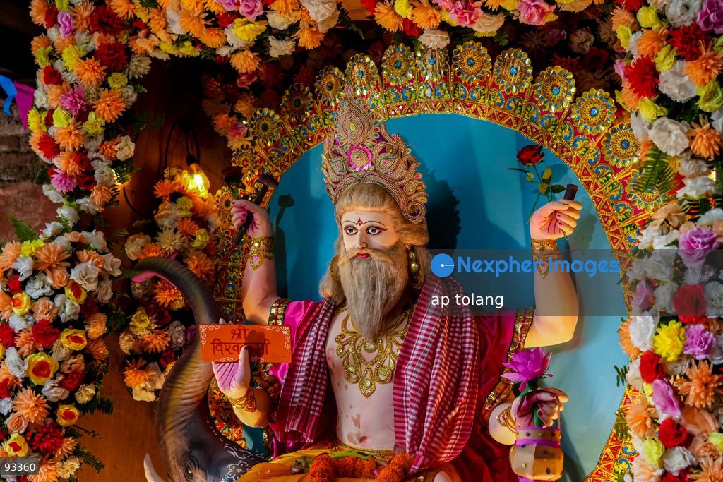 Lalitpur, Nepal - Septermber 17, 2026: Hindu devotees perform traditional rituals and prayers during  Bishwakarma  Puja, a festival dedicated to Lord Bishwakarma, in Lalitpur, Nepal. The festival is observed by worshipping tools, machinery, vehicles and equipment as devotees seek blessings for safety, prosperity and success. (Photo by ap tolang/Nexpher Images)