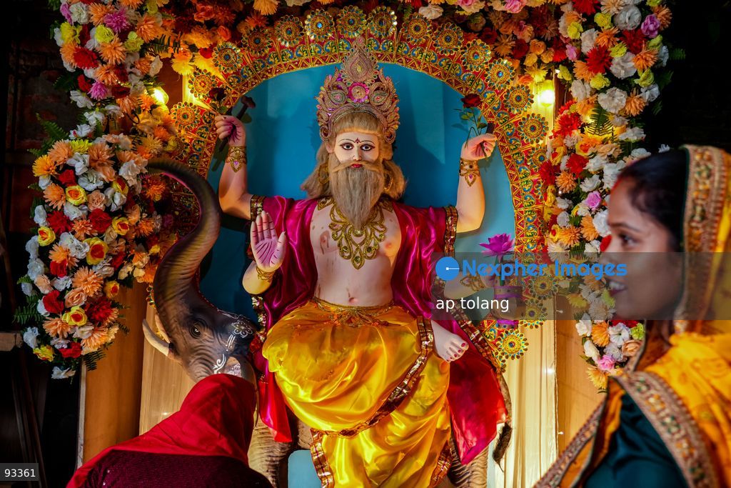 Lalitpur, Nepal - Septermber 17, 2026: Hindu devotees perform traditional rituals and prayers during  Bishwakarma  Puja, a festival dedicated to Lord Bishwakarma, in Lalitpur, Nepal. The festival is observed by worshipping tools, machinery, vehicles and equipment as devotees seek blessings for safety, prosperity and success. (Photo by ap tolang/Nexpher Images)
