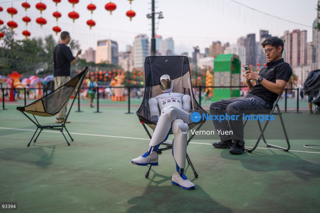 A robot sitting on a chair in Victoria Park on September 17, 2026 in Hong Kong. (Photo by Vernon Yuen/Nexpher Images)