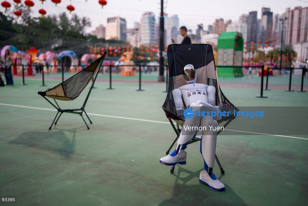 A robot sitting on a chair in Victoria Park on September 17, 2026 in Hong Kong. (Photo by Vernon Yuen/Nexpher Images)