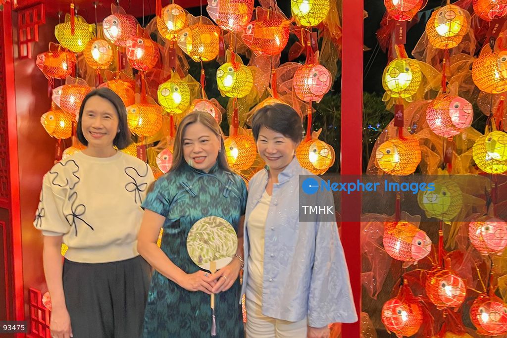 Secretary for Culture, Sports and Tourism Rosanna Law Shuk-pui; Permanent Secretary for Culture, Sports and Tourism Joephy Shum Fung-kuen; and Director of Leisure and Cultural Services Rachel Chan Wing-man pose for a photo call during the "International Mid-Autumn Lantern Carnival" at Victoria Park on September 17, 2026 in Hong Kong. (Photo by Peter Tsang/TMHK via Nexpher Images)