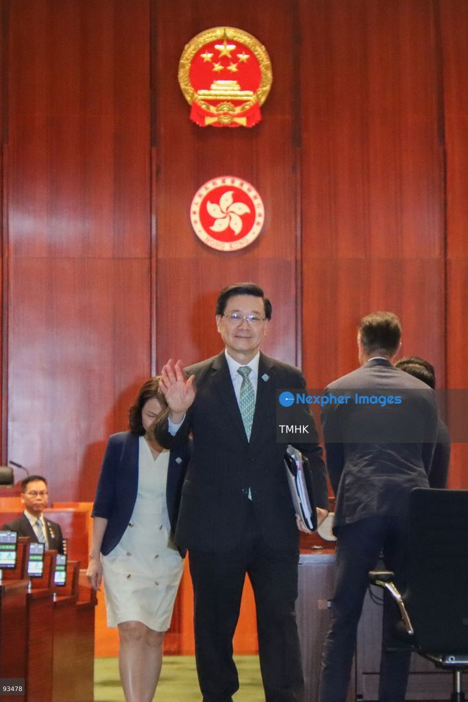 Hong Kong Chief Executive John Lee Ka-chiu leaves the Legislative Council chamber after concluding the Interactive Exchange Question and Answer Session on September 17, 2026 in Hong Kong. (Photo by Gordon Choi/TMHK via Nexpher Images)