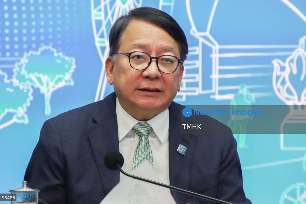 A close-up view shows Chief Secretary for Administration Chan Kwok-ki speaking during a press conference on the 2026 Policy Address and the "First Five-Year Plan of Hong Kong" on September 17, 2026 in Hong Kong. Chan elaborated on the blueprint for three University Towns in the Northern Metropolis, highlighting the "one city, five elements" integrated development model to nurture global top talent. (Photo by Gordon Choi/TMHK via Nexpher Images)