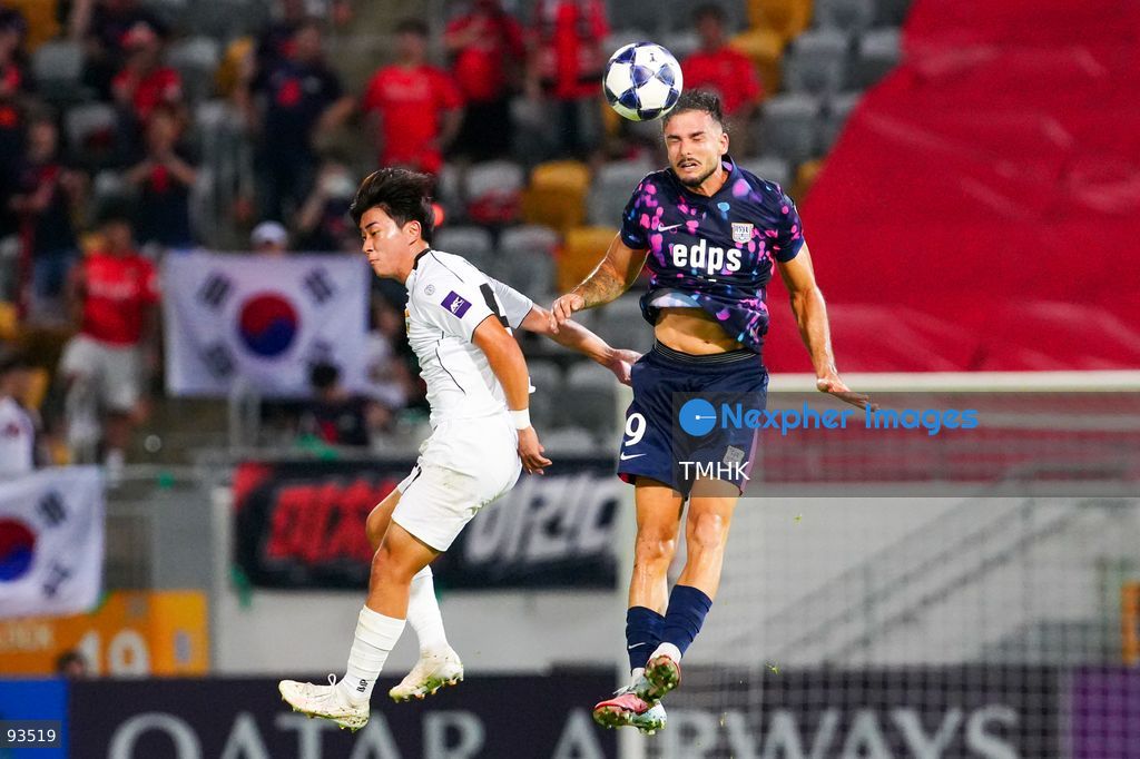 A general view shows second-half match action between Kitchee and Gangwon FC during their AFC Champions League Two group stage fixture at Mong Kok Stadium on September 17, 2026 in Hong Kong. Kitchee played with ten men following a red card shown to Ruslan Mingazov, with the match eventually ending in a goalless draw. (Photo by Zulu Lo/TMHK via Nexpher Images)