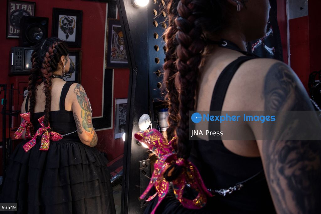 LA PAZ, BOLIVIA, SEPTEMBER 17, 2026: Bolivian tattoo artist Daniela Artemis poses in La Paz wearing a fusion of traditional Andean pollera clothing and Gothic-inspired fashion. Known as the “Cholita Tattoo Artist,” Artemis draws inspiration from the clothing worn by her Aymara ancestors and incorporates Andean identity into her personal style and tattoo designs. Through her work, she seeks to celebrate the culture and heritage of Bolivia’s cholitas while presenting it through contemporary artistic expression. Photo by Brian Ronaldo Delgadillo Garzofino / JNA Press. (Photo by Brian Ronaldo Delgadillo Garzofi/JNA Press via Nexpher Images)