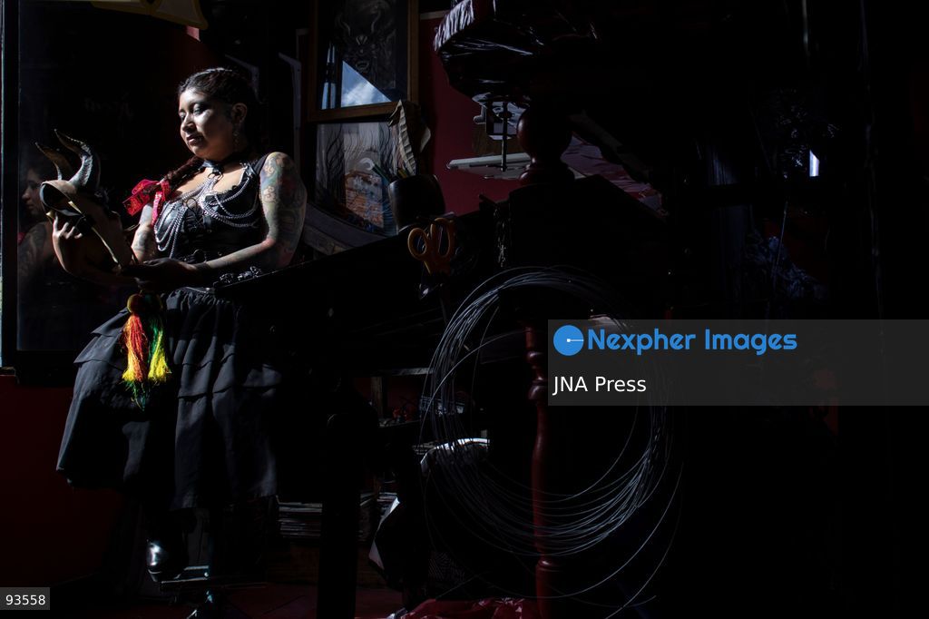 LA PAZ, BOLIVIA, SEPTEMBER 17, 2026: Bolivian tattoo artist Daniela Artemis poses in La Paz wearing a fusion of traditional Andean pollera clothing and Gothic-inspired fashion. Known as the “Cholita Tattoo Artist,” Artemis draws inspiration from the clothing worn by her Aymara ancestors and incorporates Andean identity into her personal style and tattoo designs. Through her work, she seeks to celebrate the culture and heritage of Bolivia’s cholitas while presenting it through contemporary artistic expression. Photo by Brian Ronaldo Delgadillo Garzofino / JNA Press. (Photo by Brian Ronaldo Delgadillo Garzofi/JNA Press via Nexpher Images)