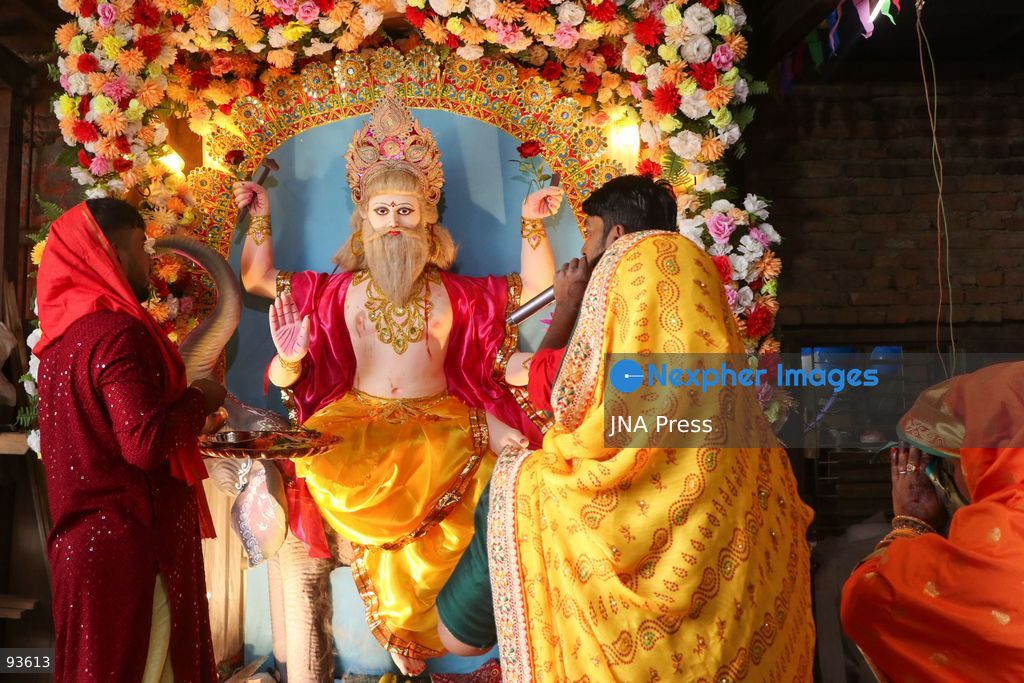KATHMANDU, NEPAL, SEPTEMBER 17, 2026: Devotees observe Bishwokarma Puja in Kathmandu, worshipping Lord Bishwokarma and offering prayers to tools, machinery and vehicles. The Hindu festival is traditionally observed by artisans, workers, engineers and businesses seeking blessings for safety, prosperity and success. Photo by Shankar / JNA Press. (Photo by Shankar Bhujel/JNA Press via Nexpher Images)